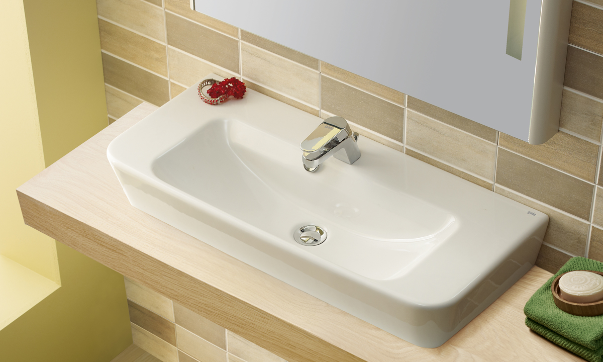 Lavabo compact, cubeta centrada 80x35 cm.