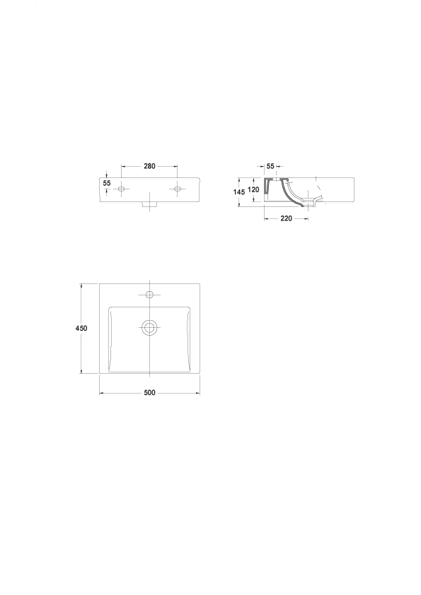 Lavabo 50x45 cm.