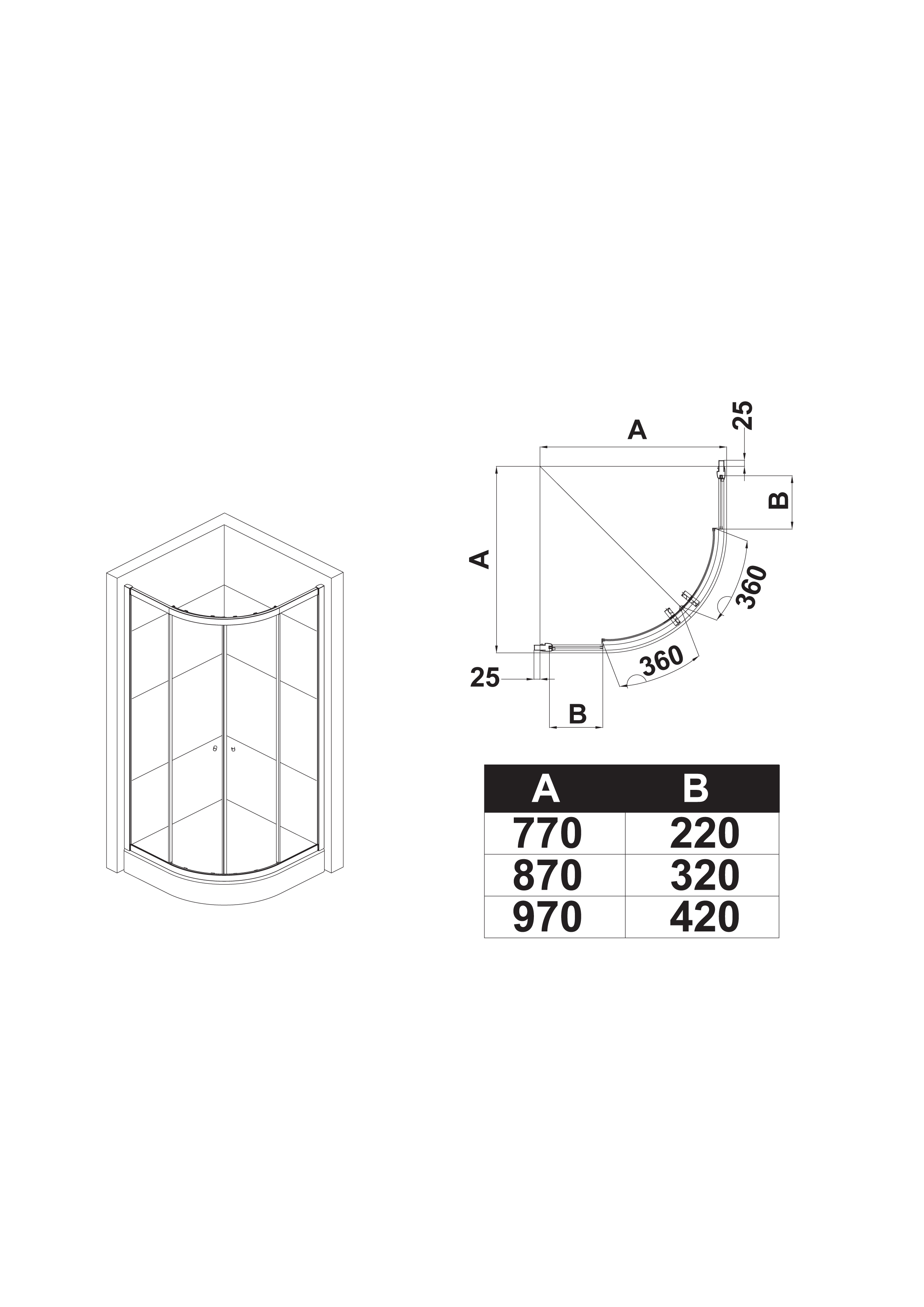 Paroi de douche pour receveurs d´angle 80x80