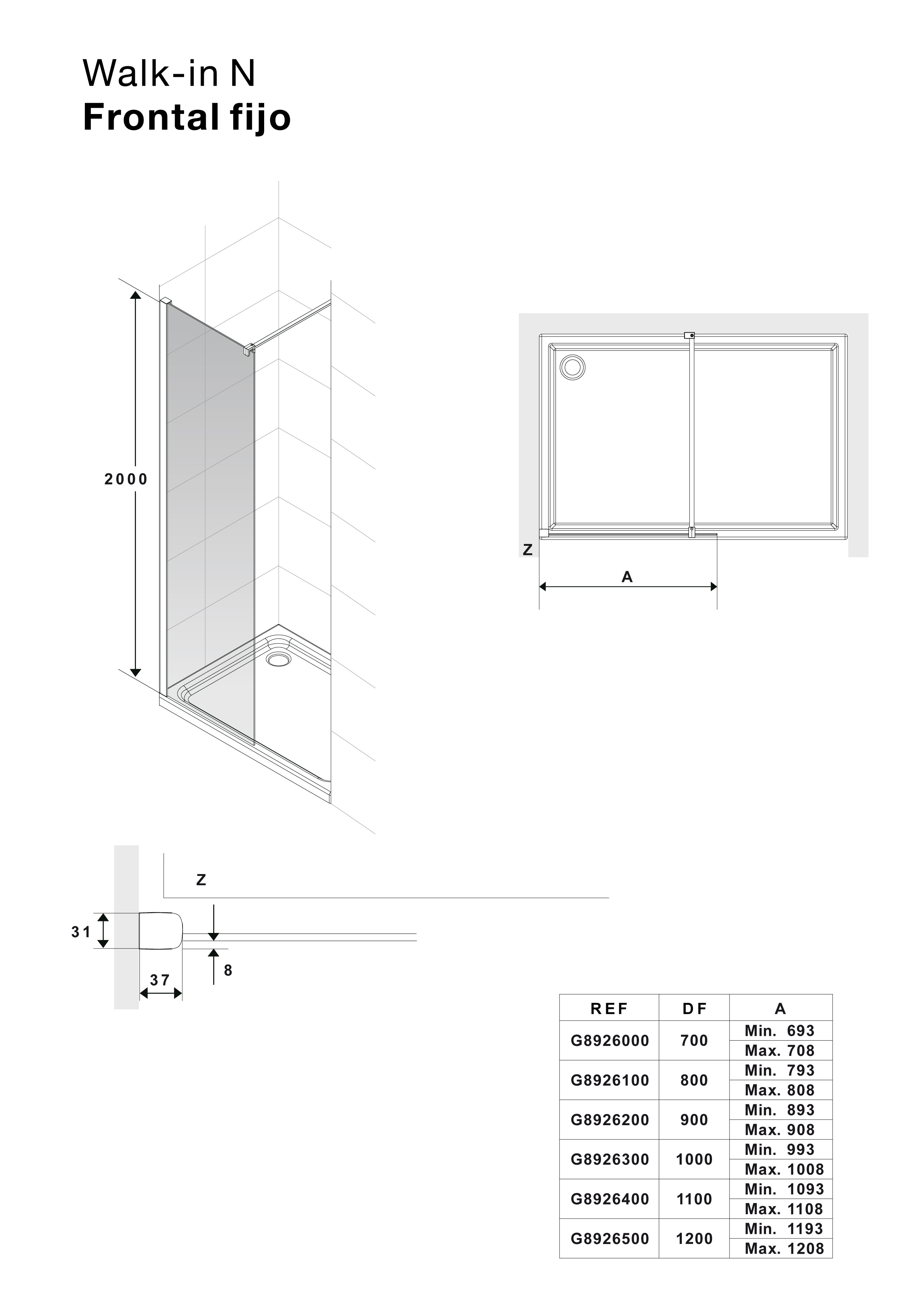 Frontal fijo de 120 cm.