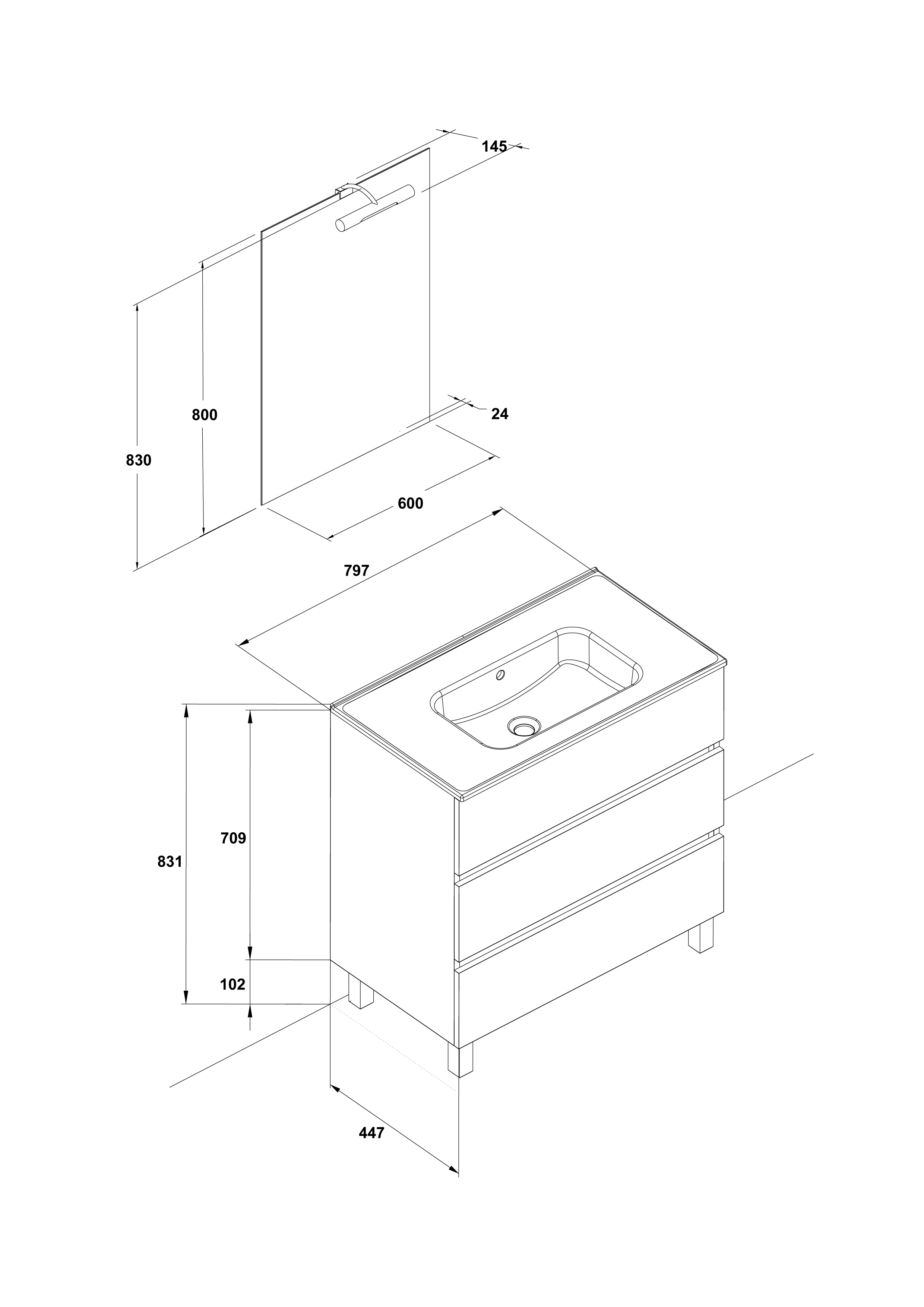 Pack Jade 80 cm. (lavabo Smile)