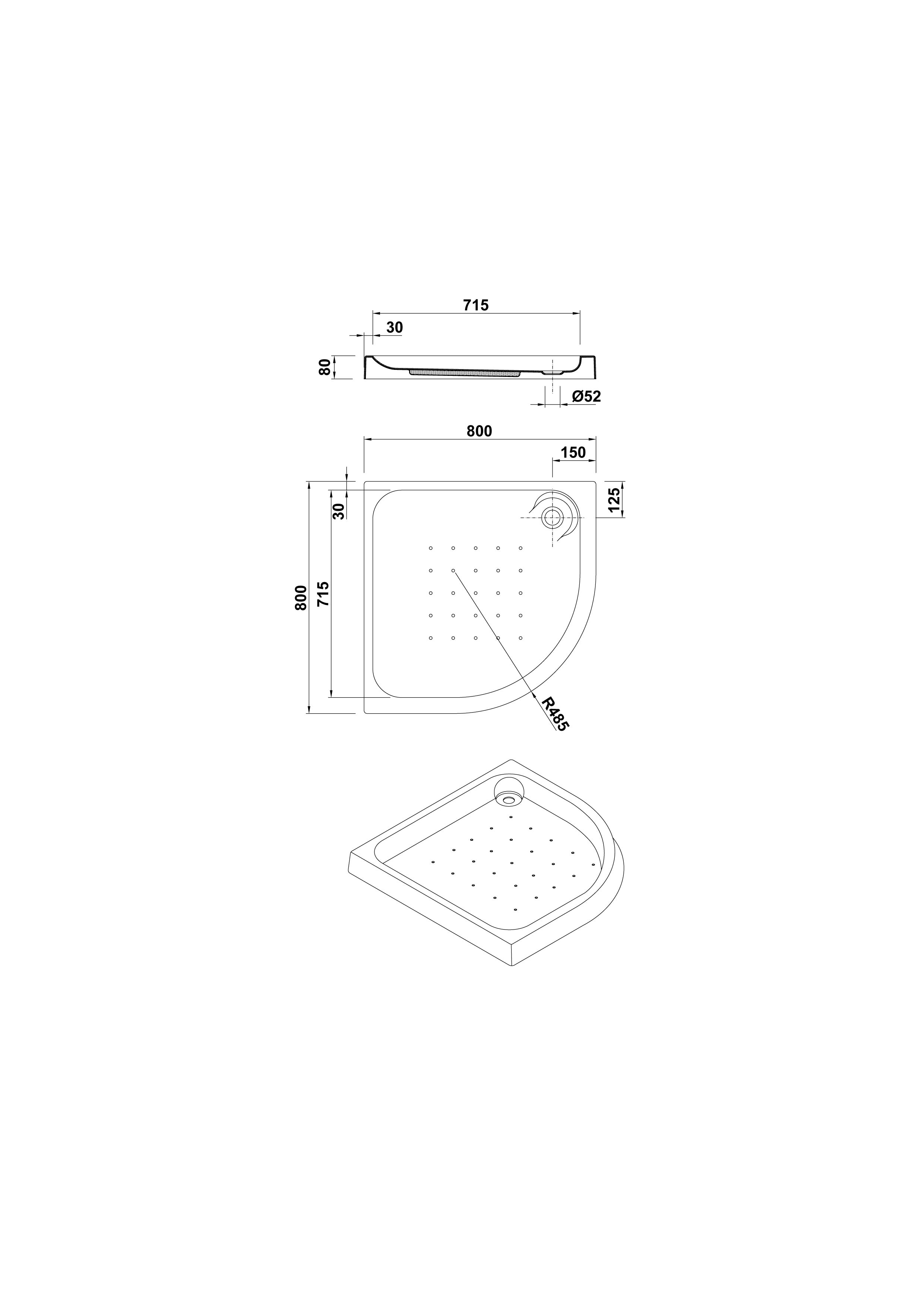 Receveur de Douche d´angle 80x80