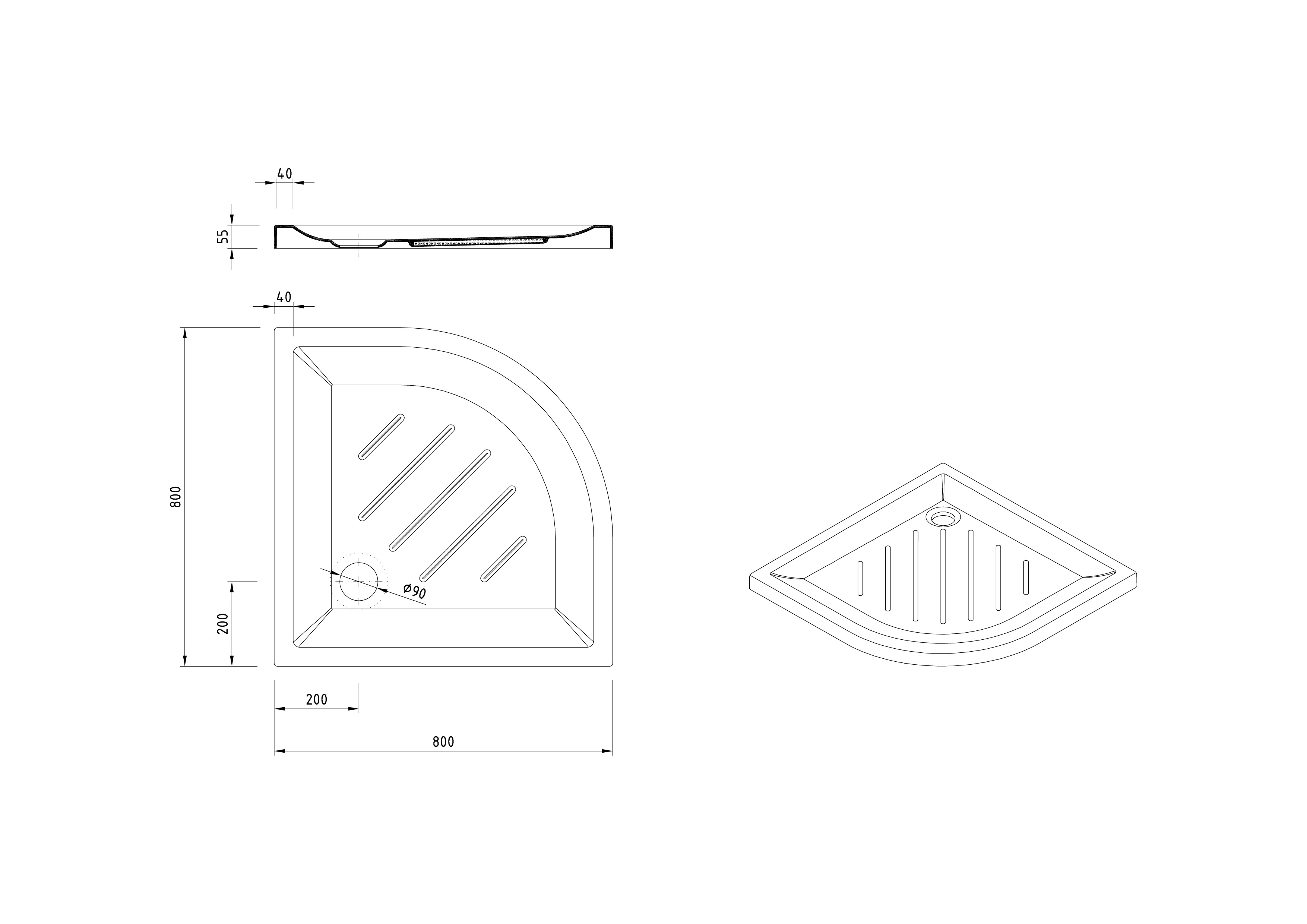 Receveur de Douche d´angle 80x80