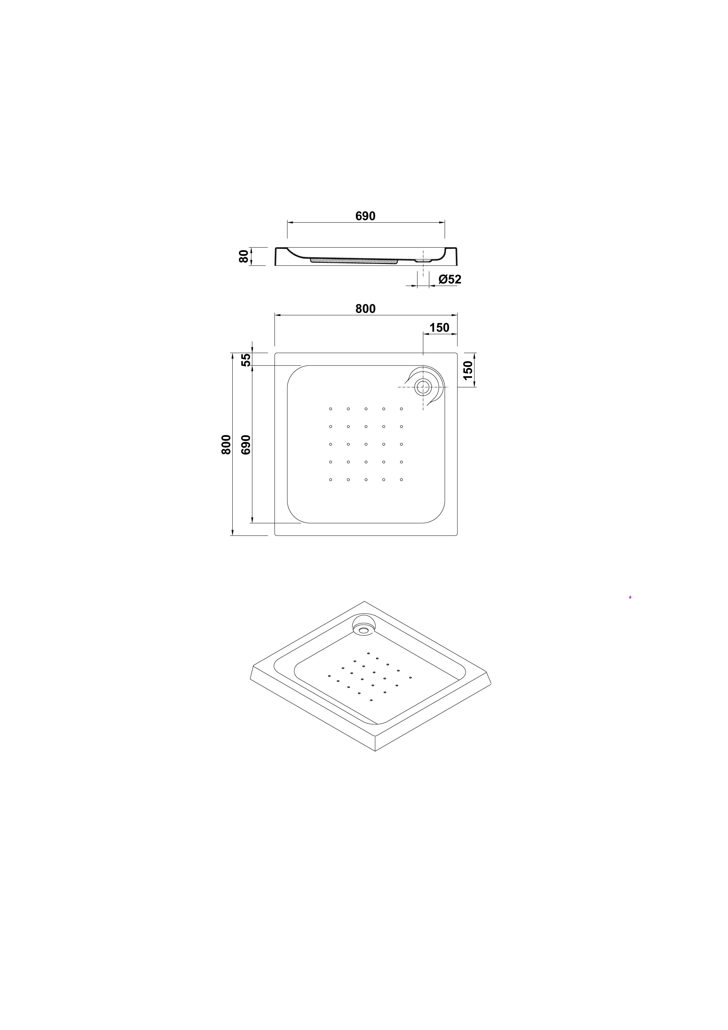 Receveur de Douche carré 80x80