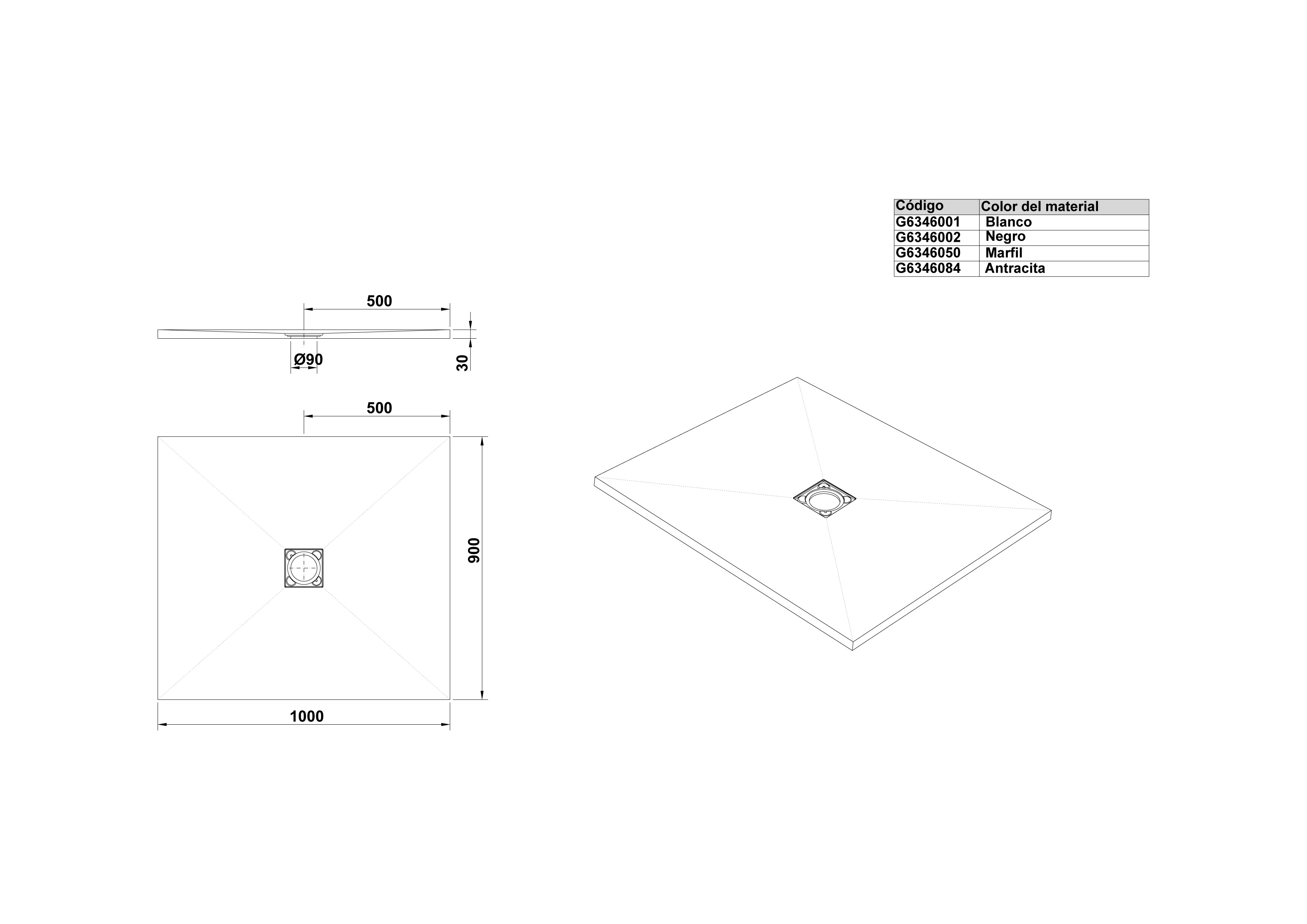Receveur de Douche rectangulaire 100x90
