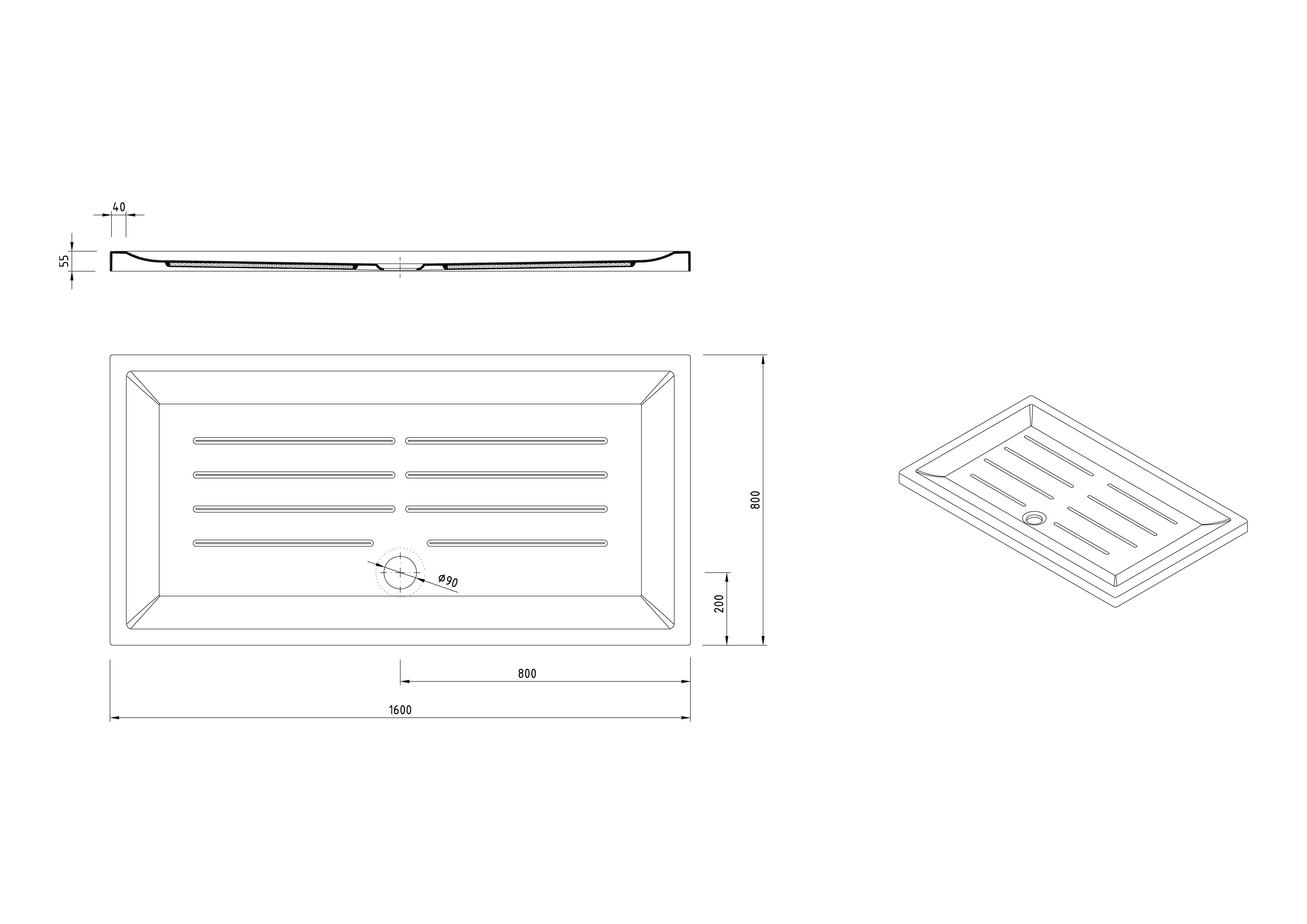 Plato de Ducha rectangular 160x80