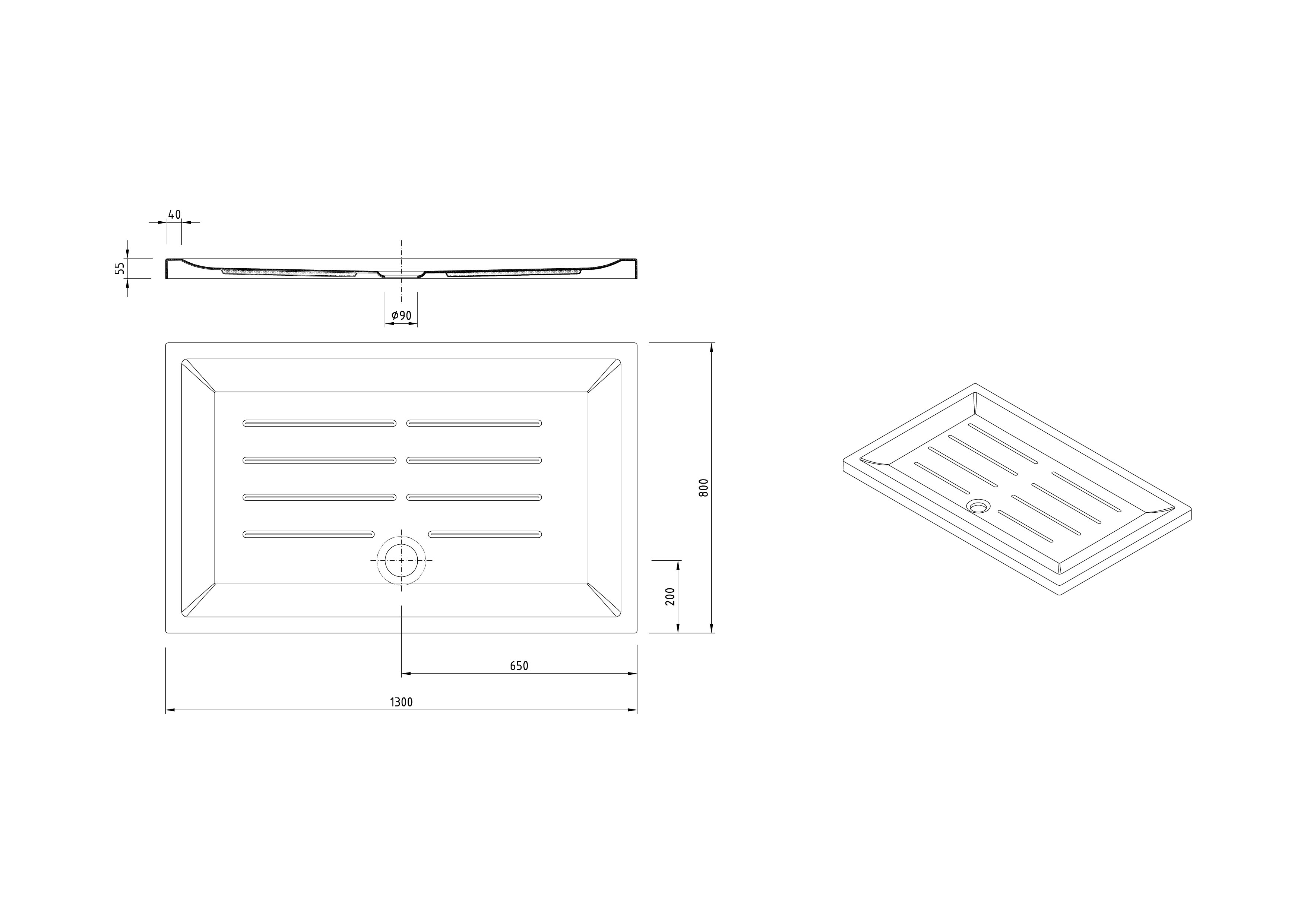Plato de Ducha rectangular 130x80