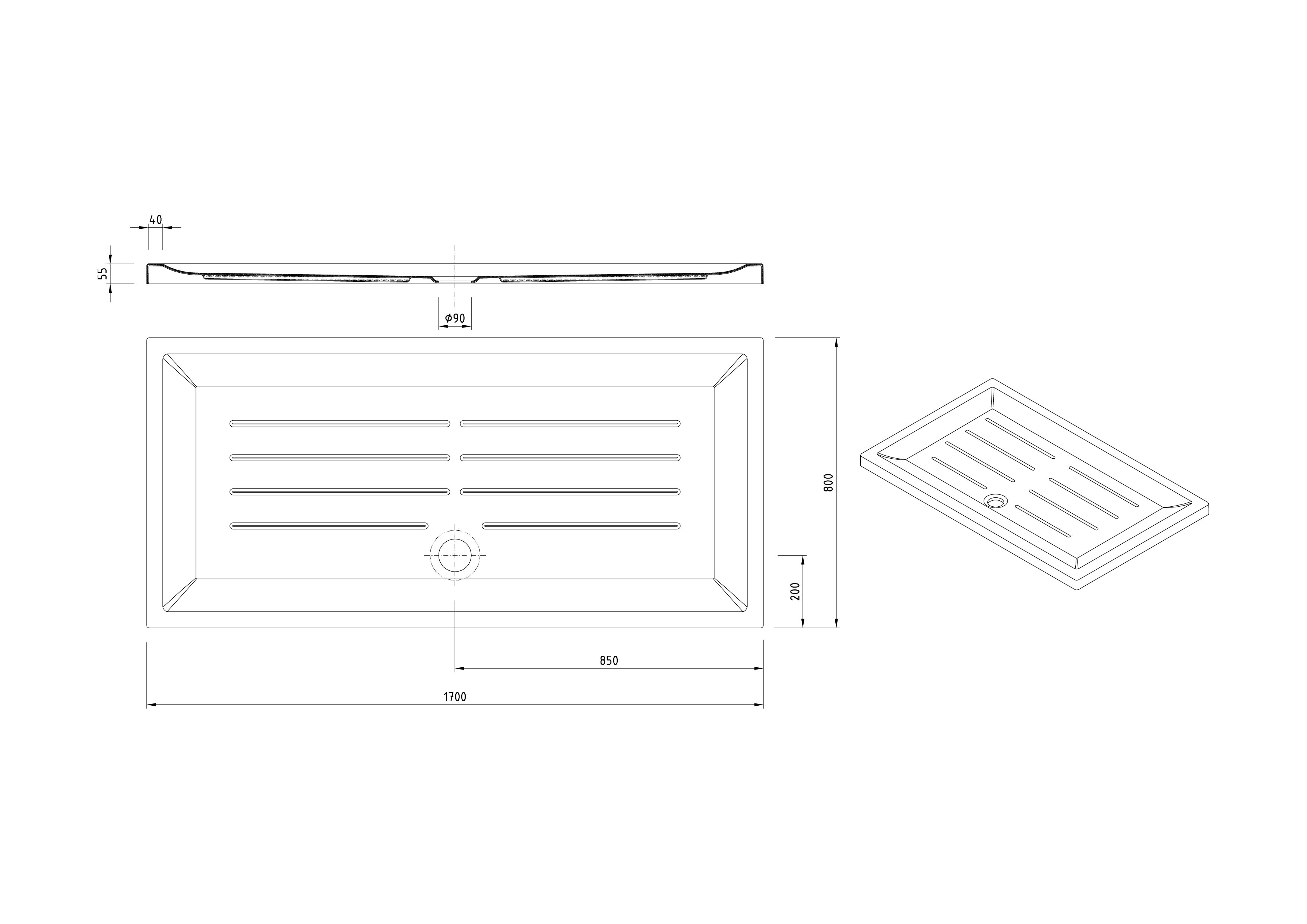 Receveur de Douche rectangulaire 170x80