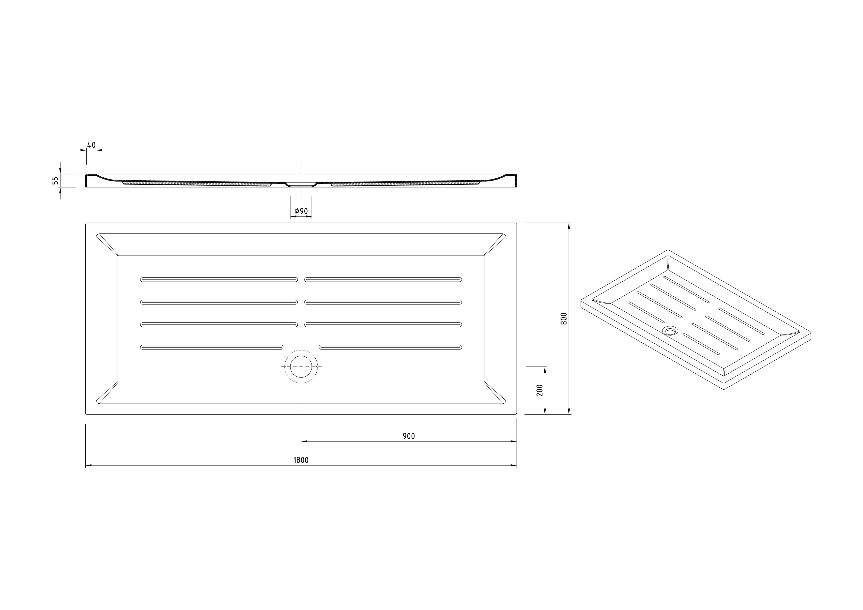 Plato de Ducha rectangular 180x80