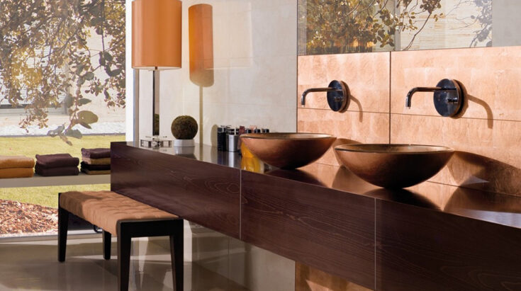 Lavabos modernos de cristal cobre Lavabos modernos de cristal cobre