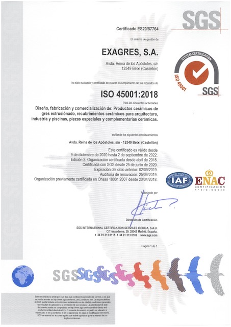 Exagres implementa la nueva ISO 45001, el sistema de gestión de seguridad y salud en el trabajo 6 ISO45001 EXAGRES